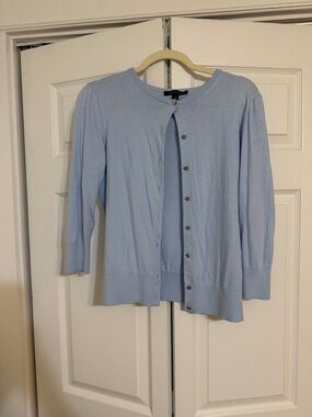 Ann Taylor Baby Blue Snap-Front Cardigan